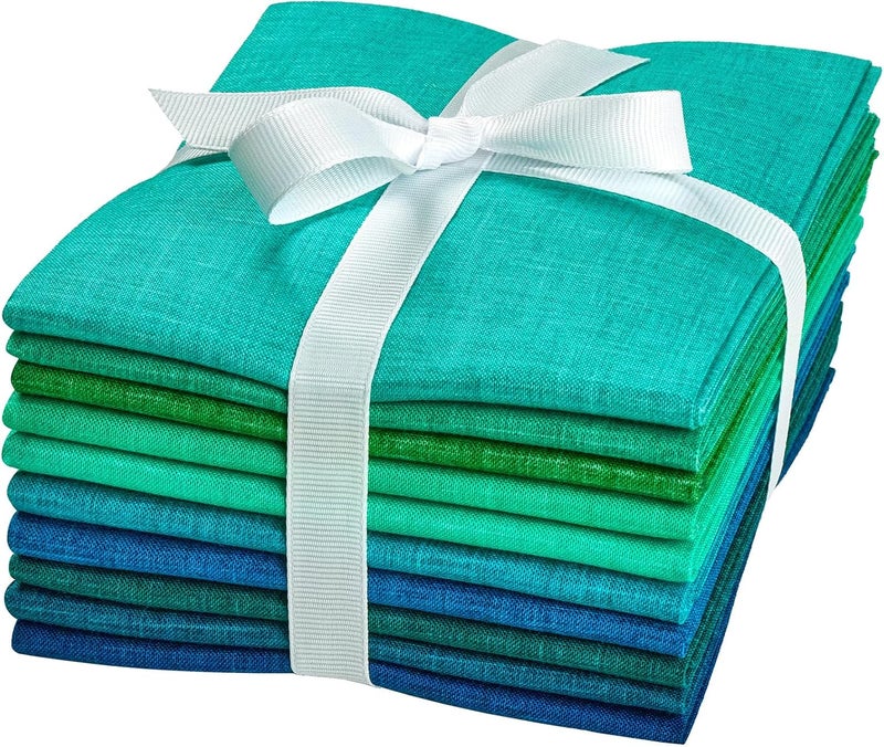 craftido - 11 Options Solids with Tweed Tonals-Assorted Color Cotton Quilting Fabric Bundles 10pcs Fat Quarters 18"x21"-Medium Weight 5.2oz-for Quilting, Sewing and Crafts-Midnight Oasis(Greens+Blues) - Image 1